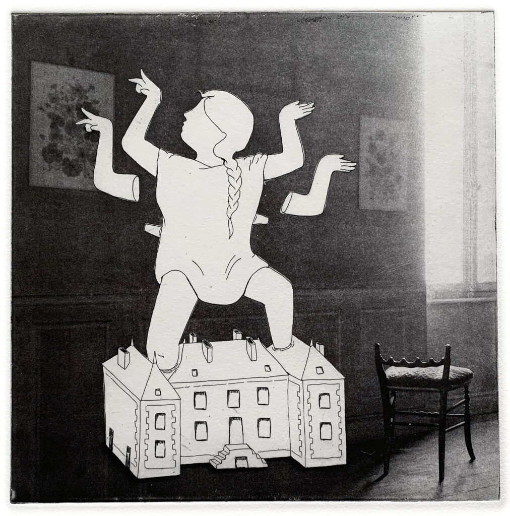 Clara Audureau, Dans la maison 1, gravure à l'eau forte, 2024