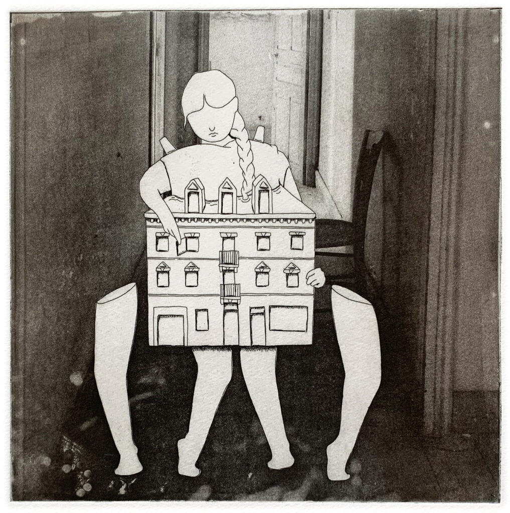 Clara Audureau, Dans la maison 2, gravure à l'eau forte, 2024
