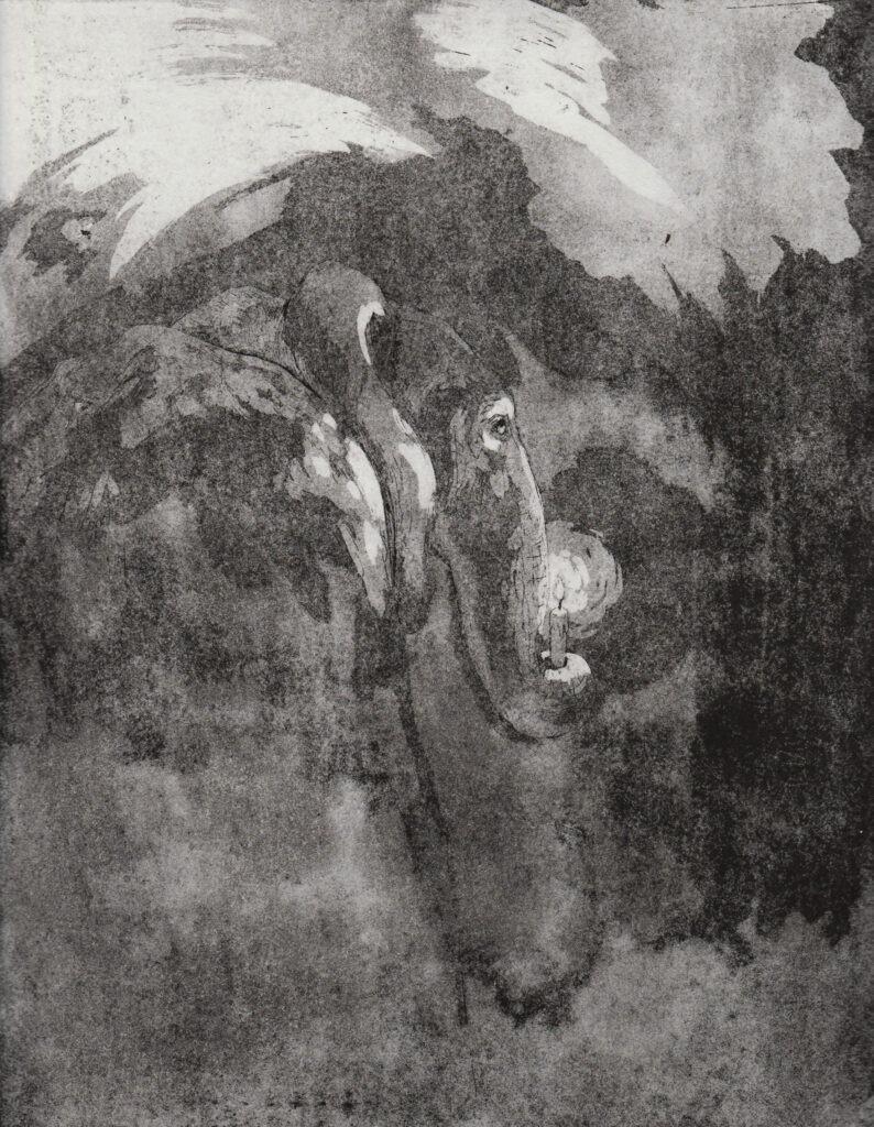 Gravure à l'eau forte de Clara Audureau intitulée Lueur, 2023