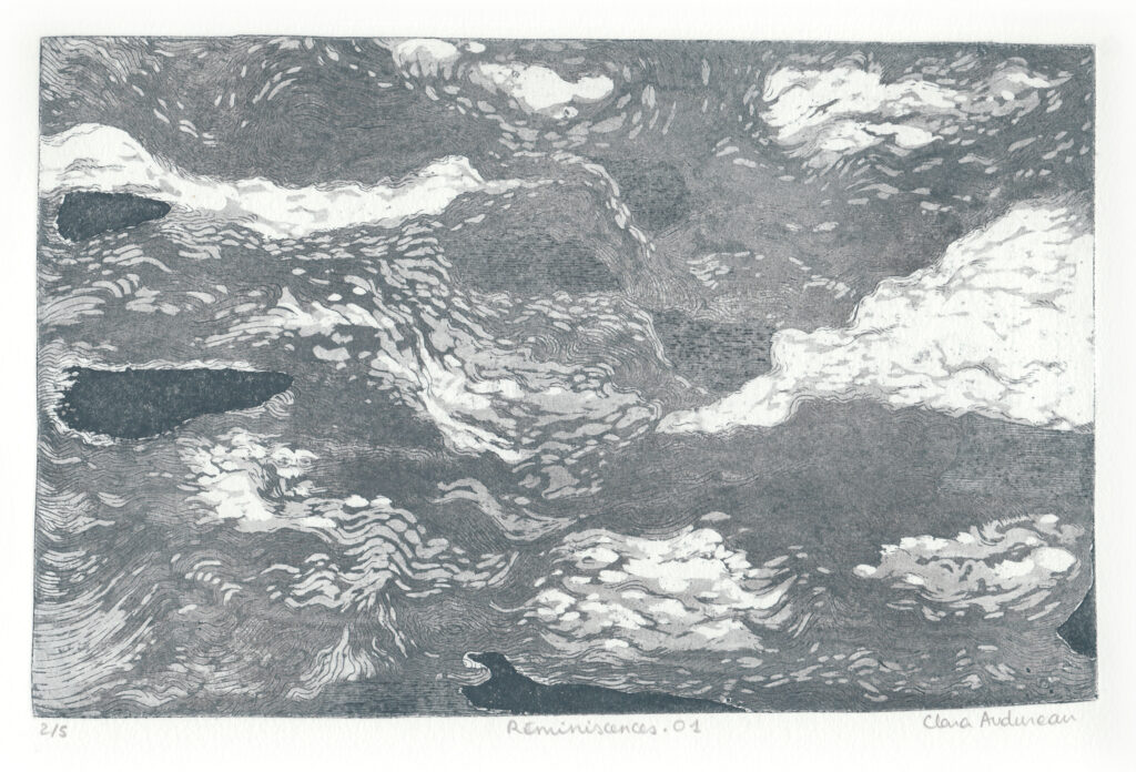 Gravure à l'eau forte de Clara Audureau intitulée Réminiscences 1, 2024