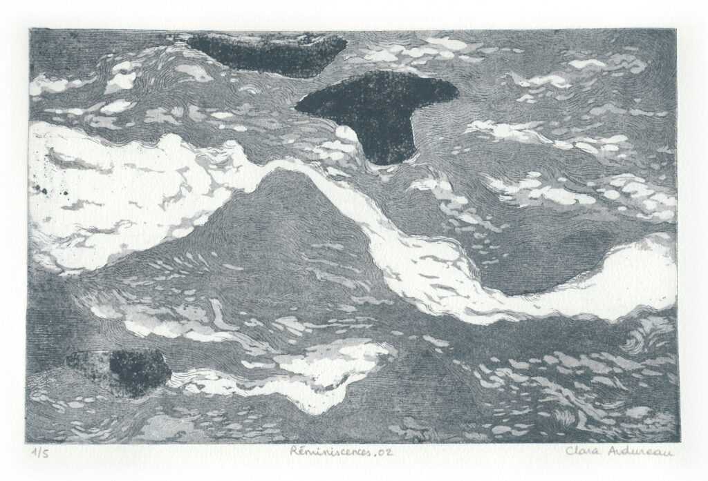 Gravure à l'eau forte de Clara Audureau intitulée Réminiscences 2, 2024