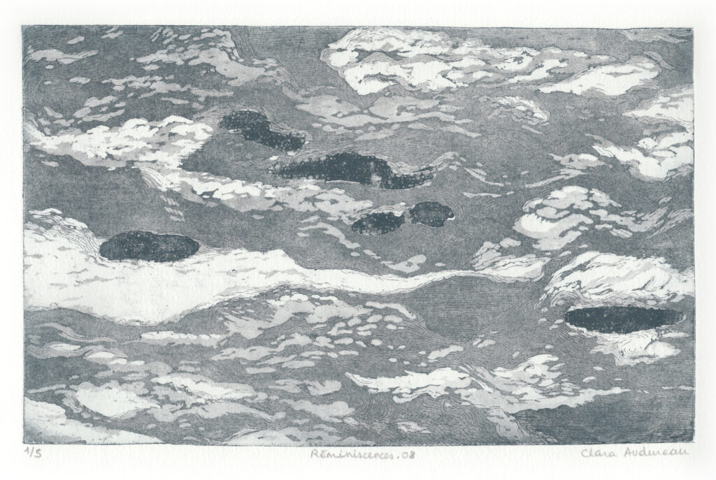 Gravure à l'eau forte de Clara Audureau intitulée Réminiscences 3, 2024