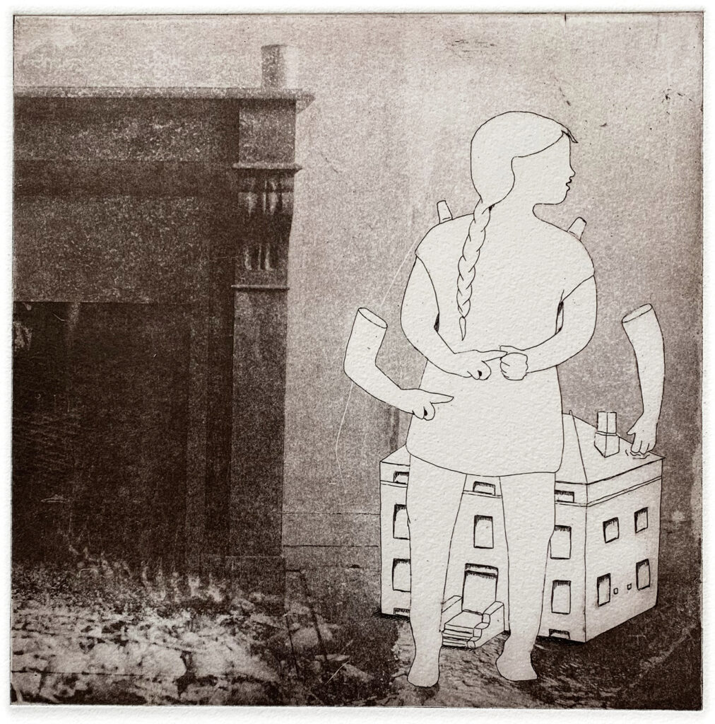 Clara Audureau, Dans la maison 3, gravure à l'eau forte, 2024