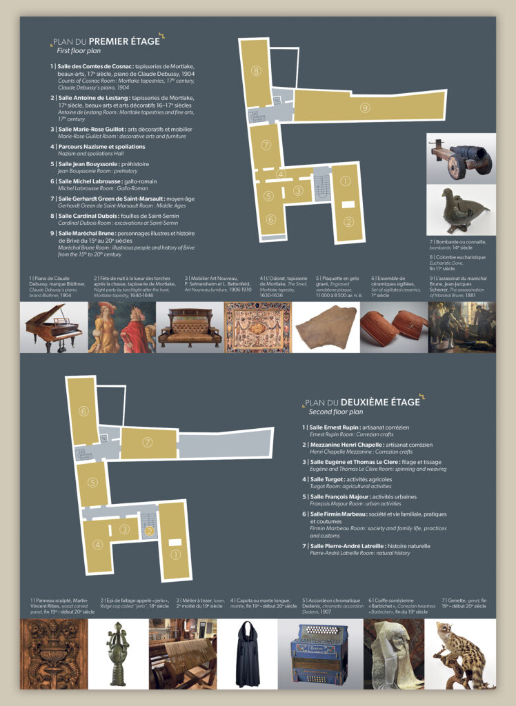 Dépliant guide de visite avec plans du musée Labenche, version 2023, face intérieure