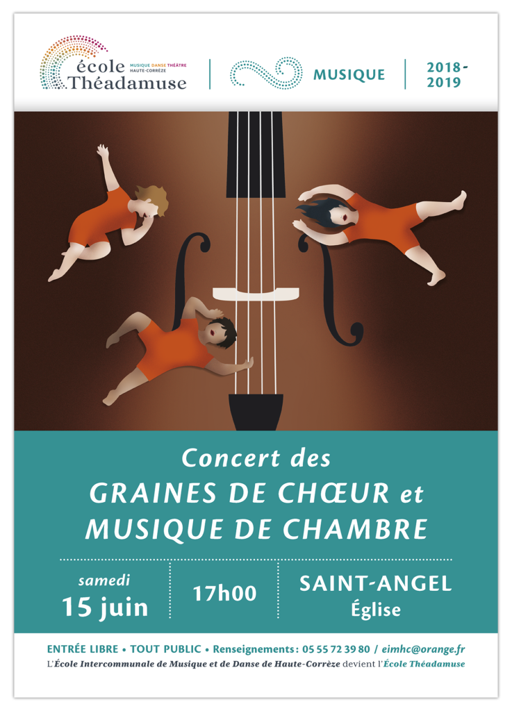 Modèle d'affiche pour les événements liés à la musique organisés par l'École Théadamuse