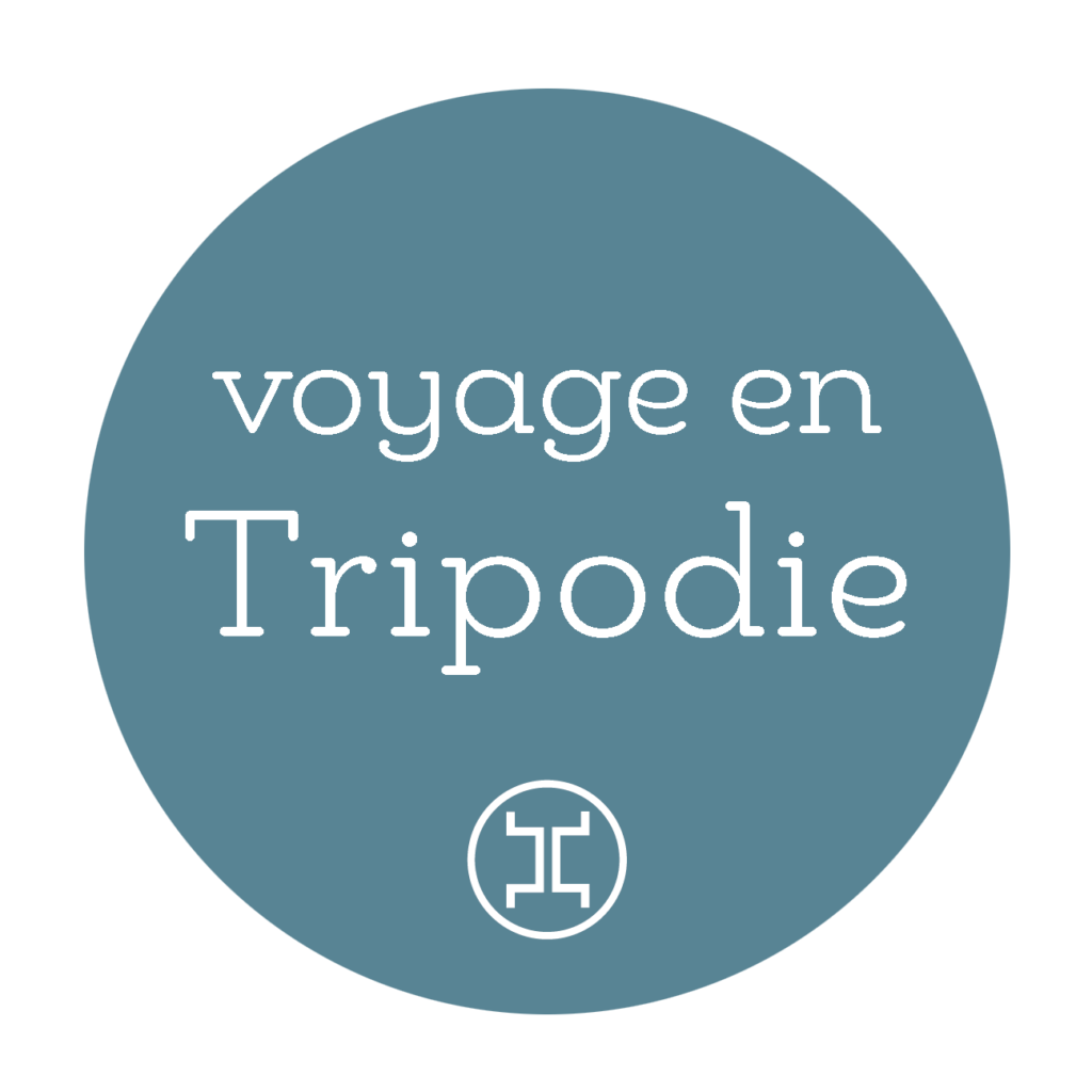 Pastille du titre "Voyage en Tripodie" pour le catalogue 2020 des éditions Le Tripode