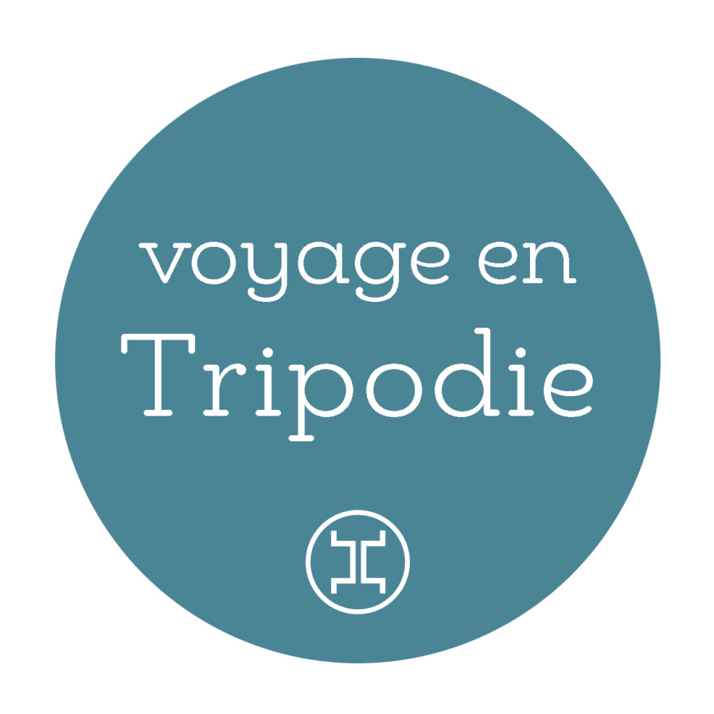 Pastille du titre "Voyage en Tripodie" pour le catalogue 2020 des éditions Le Tripode