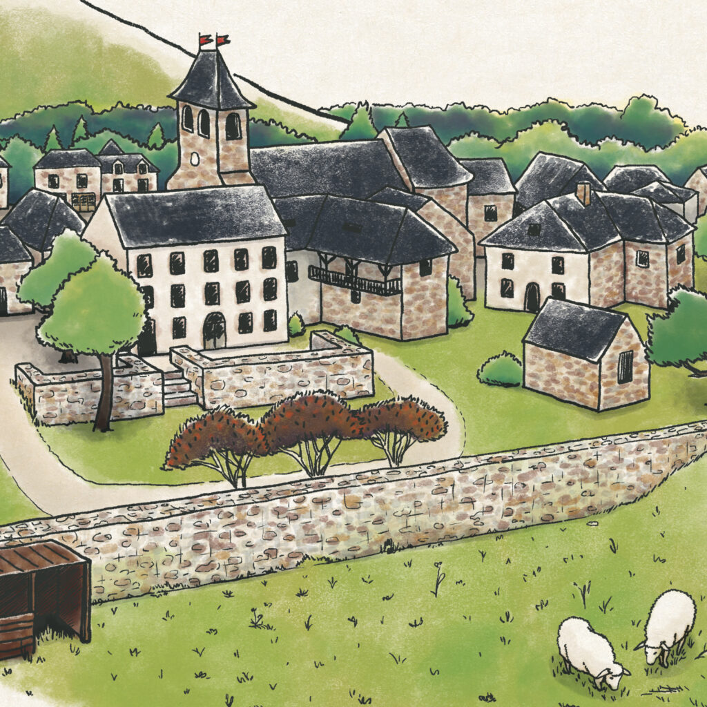 Illustration village Sérilhac extrait format carré